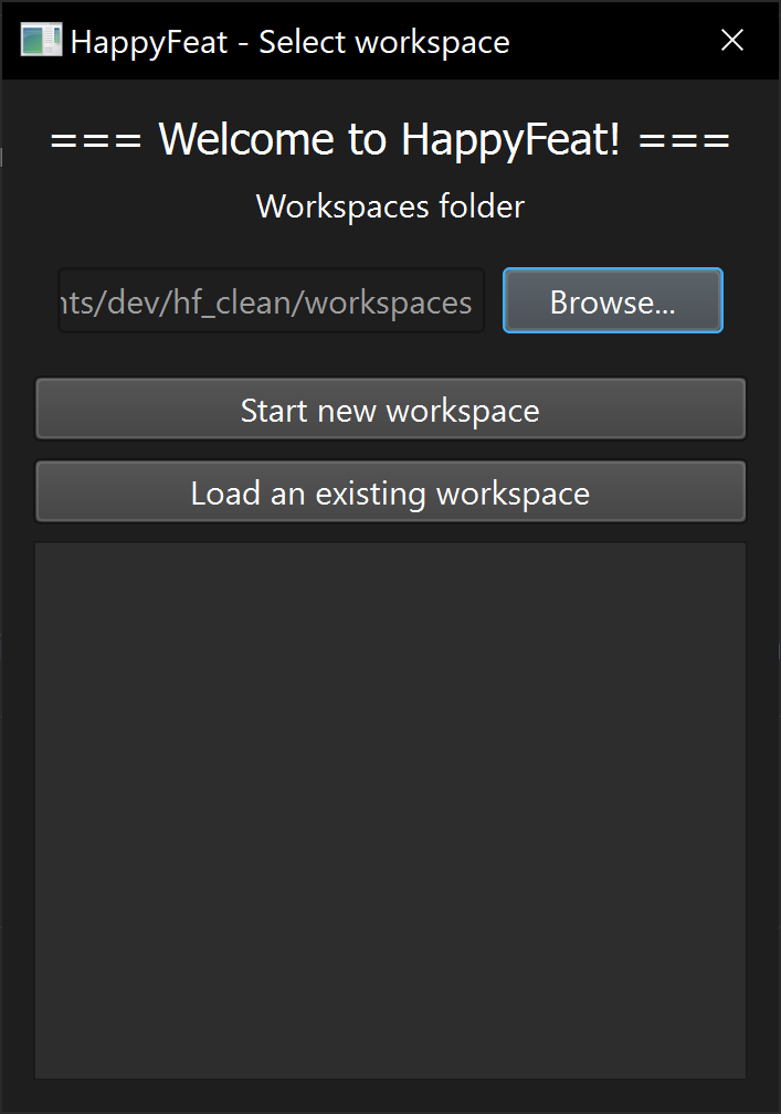 HappyFeat workspace selection GUI